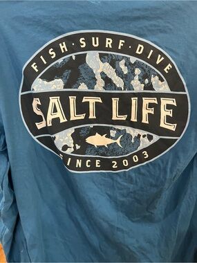 Salt Life Blue Tee with Black and Cream Logo